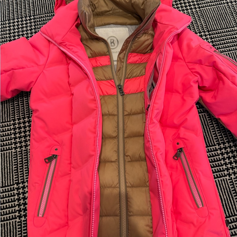 Bogner Vibrant Pink and Tan Ski Jacket - Picture 2 of 6